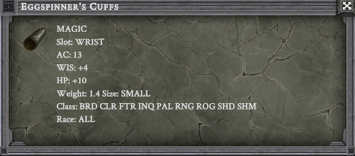 EGGSPINNER'S CUFFS item card